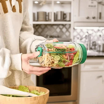 Breakfast Fruit Storage Box Leakproof Interval Salad Box Crisper Container Salad Jars Salad Pod Reusable Plastic Keep Fresh