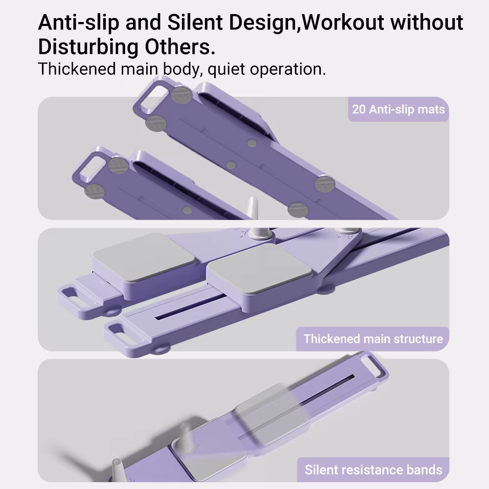 2-In-1 Abs & Ski Board - Portable Core/Leg Trainer, Split Pilates-Reformer for Home Gym, Lightweight Full-Body Fitness